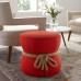 Beat Nautical Rope Upholstered Fabric Ottoman in Atomic Red