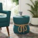 Beat Nautical Rope Upholstered Fabric Ottoman in Teal