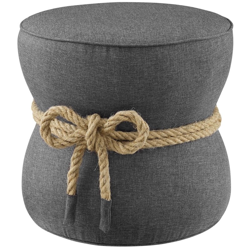 Beat Nautical Rope Upholstered Fabric Ottoman in Gray