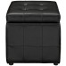 Volt Storage Upholstered Vinyl Ottoman in Black