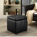 Volt Storage Upholstered Vinyl Ottoman in Black