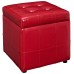 Volt Storage Upholstered Vinyl Ottoman in Red