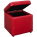 Volt Storage Upholstered Vinyl Ottoman in Red