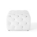 Amour Tufted Button Square Faux Leather Ottoman in White