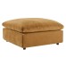 Commix Down Filled Overstuffed Performance Velvet Ottoman in Cognac