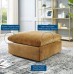 Commix Down Filled Overstuffed Performance Velvet Ottoman in Cognac