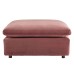 Commix Down Filled Overstuffed Performance Velvet Ottoman in Dusty Rose