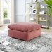 Commix Down Filled Overstuffed Performance Velvet Ottoman in Dusty Rose