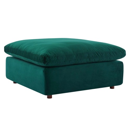 Commix Down Filled Overstuffed Performance Velvet Ottoman in Green