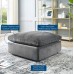 Commix Down Filled Overstuffed Performance Velvet Ottoman in Gray