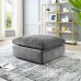 Commix Down Filled Overstuffed Performance Velvet Ottoman in Gray