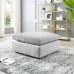 Commix Down Filled Overstuffed Performance Velvet Ottoman in Light Gray