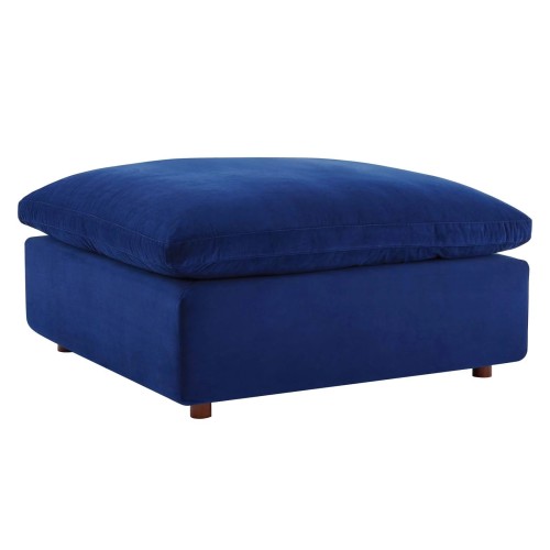 Commix Down Filled Overstuffed Performance Velvet Ottoman in Navy