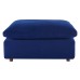 Commix Down Filled Overstuffed Performance Velvet Ottoman in Navy