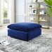 Commix Down Filled Overstuffed Performance Velvet Ottoman in Navy