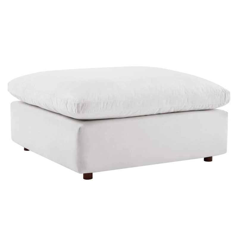 Commix Down Filled Overstuffed Performance Velvet Ottoman in White