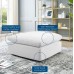 Commix Down Filled Overstuffed Performance Velvet Ottoman in White