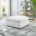 Commix Down Filled Overstuffed Performance Velvet Ottoman in White