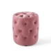 Amour Tufted Button Round Performance Velvet Ottoman in Dusty Rose