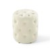 Amour Tufted Button Round Performance Velvet Ottoman in Ivory