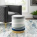 Ribbon Round Performance Velvet Ottoman in Multicolored