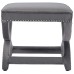 Expound Upholstered Nailhead Trim Performance Velvet Ottoman in Gray