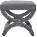 Expound Upholstered Nailhead Trim Performance Velvet Ottoman in Gray