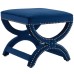 Expound Upholstered Nailhead Trim Performance Velvet Ottoman in Navy