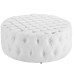 Amour Upholstered Vinyl Ottoman in White