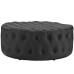 Amour Upholstered Vinyl Ottoman in Black