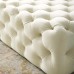 Amour Tufted Button Large Square Performance Velvet Ottoman in Ivory