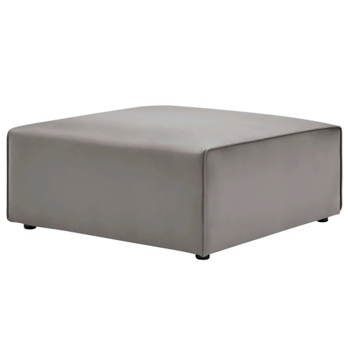 Mingle Vegan Leather Ottoman in Gray