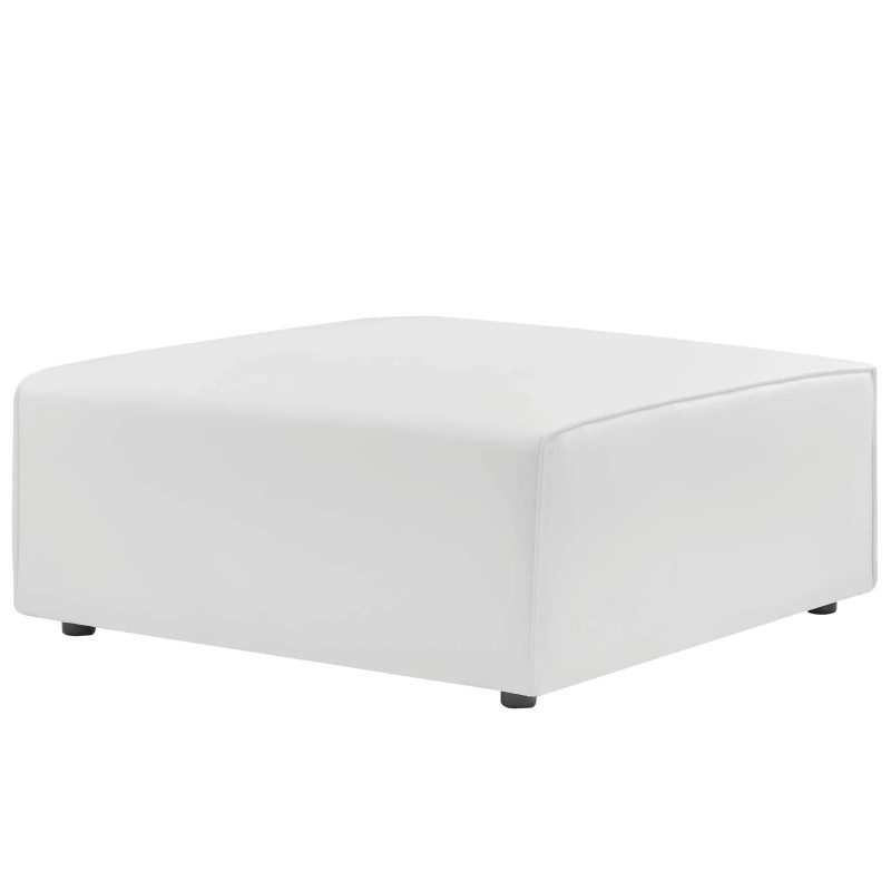 Mingle Vegan Leather Ottoman in White