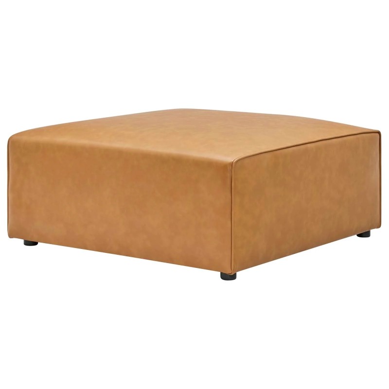 Mingle Vegan Leather Ottoman in Tan