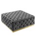 Ensconce Tufted Performance Velvet Square Ottoman in Gray