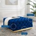 Ensconce Tufted Performance Velvet Square Ottoman in Navy