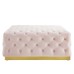 Ensconce Tufted Performance Velvet Square Ottoman in Pink