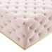 Ensconce Tufted Performance Velvet Square Ottoman in Pink