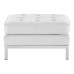 Loft Tufted Upholstered Faux Leather Ottoman in Silver White