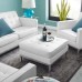 Loft Tufted Upholstered Faux Leather Ottoman in Silver White