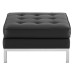 Loft Tufted Upholstered Faux Leather Ottoman in Silver Black