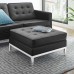 Loft Tufted Upholstered Faux Leather Ottoman in Silver Black