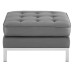 Loft Tufted Upholstered Faux Leather Ottoman in Silver Gray