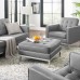 Loft Tufted Upholstered Faux Leather Ottoman in Silver Gray