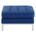 Loft Tufted Upholstered Faux Leather Ottoman in Silver Navy