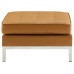 Loft Tufted Upholstered Faux Leather Ottoman in Silver Tan