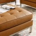 Loft Tufted Upholstered Faux Leather Ottoman in Silver Tan