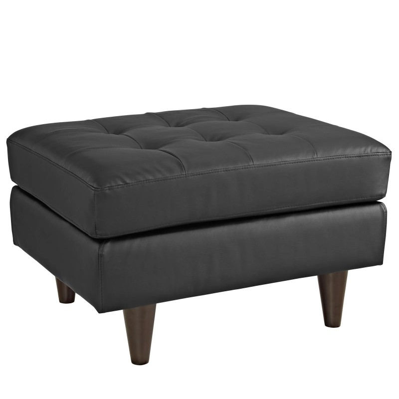 Empress Bonded Leather Ottoman in Black