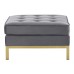 Loft Gold Stainless Steel Leg Performance Velvet Ottoman in Gold Gray