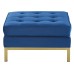 Loft Gold Stainless Steel Leg Performance Velvet Ottoman in Gold Navy